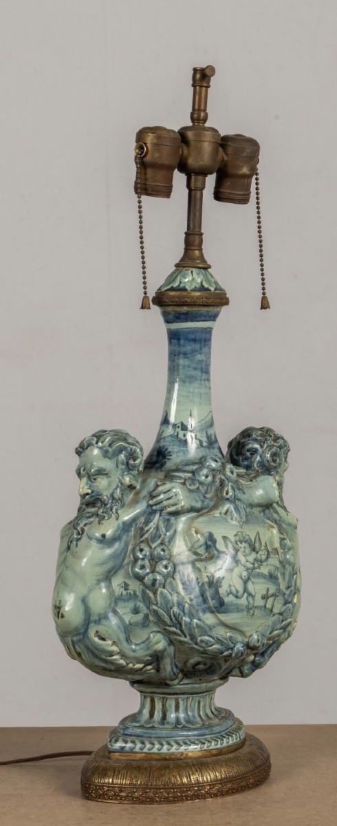 19th Century: Lamp Base In The Savona Style-photo-4
