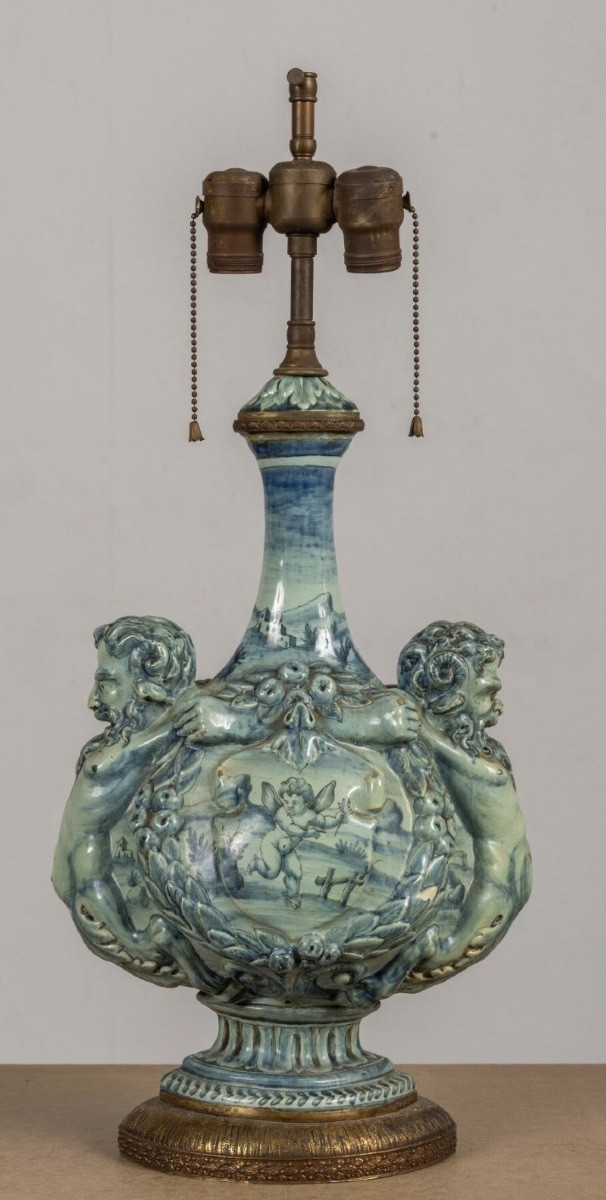 19th Century: Lamp Base In The Savona Style-photo-1