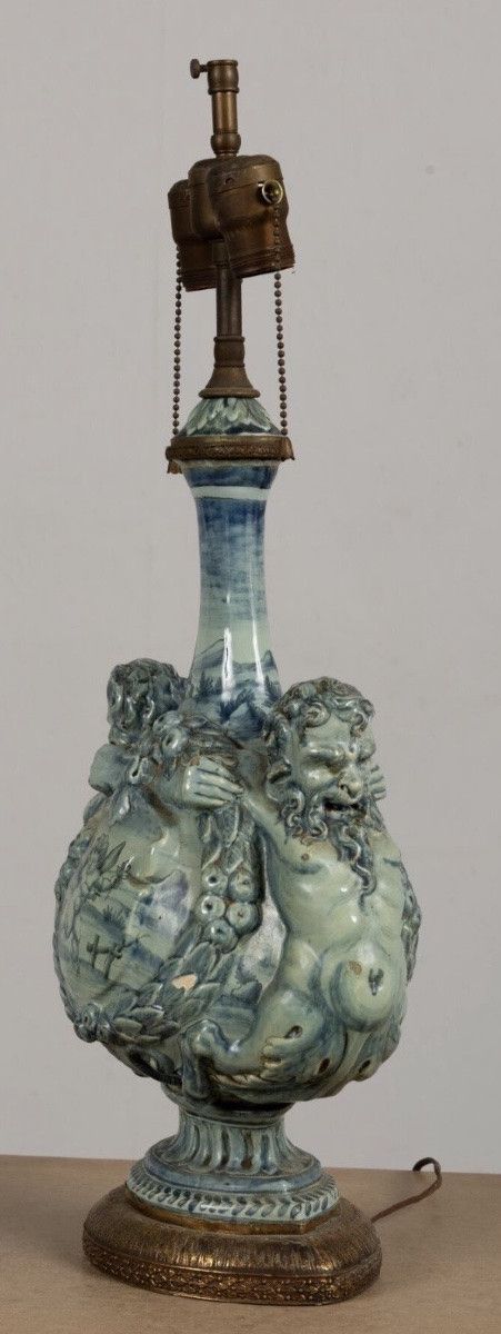 19th Century: Lamp Base In The Savona Style-photo-2