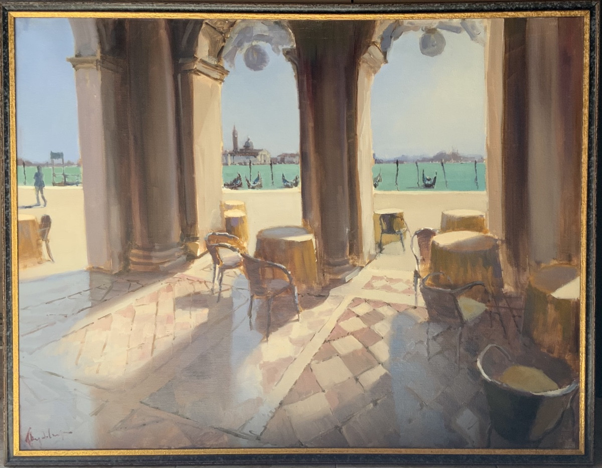 20th Century: Large View Of A Terrace In Venice