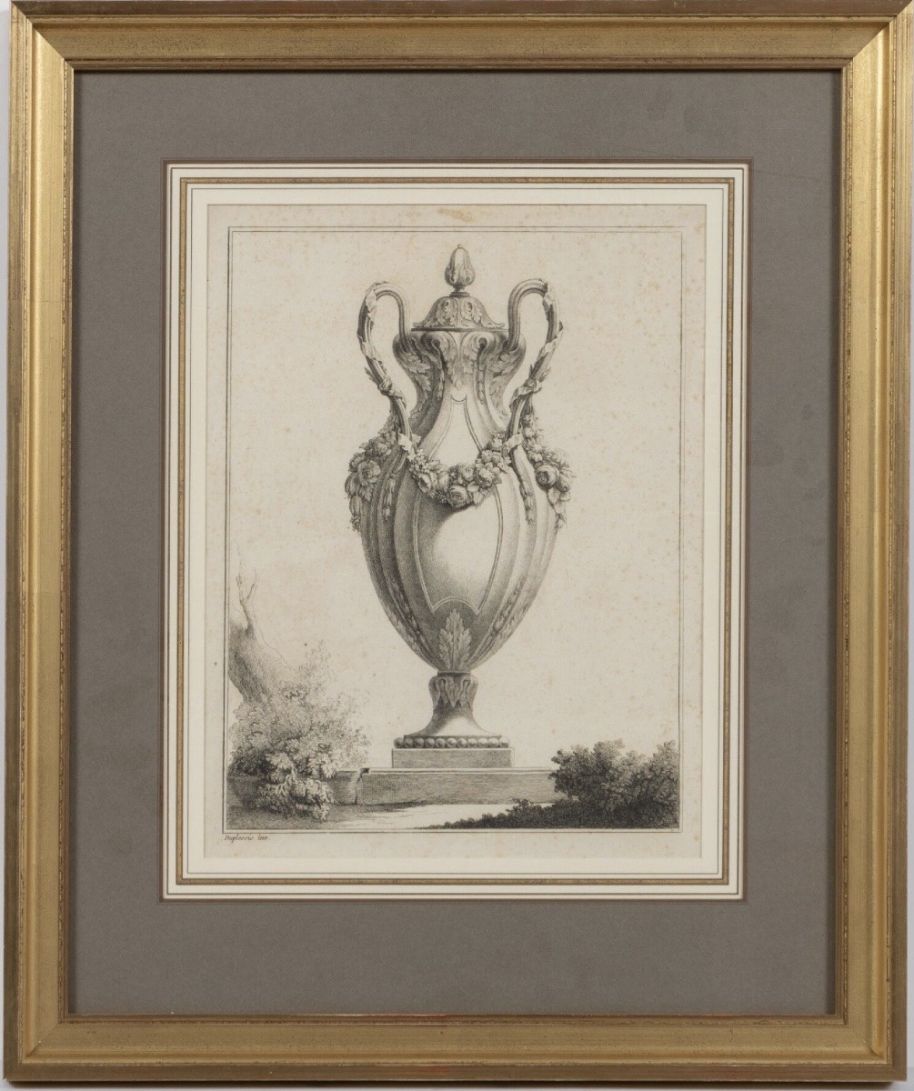 20th Century: Two Engravings Depicting Vases-photo-3