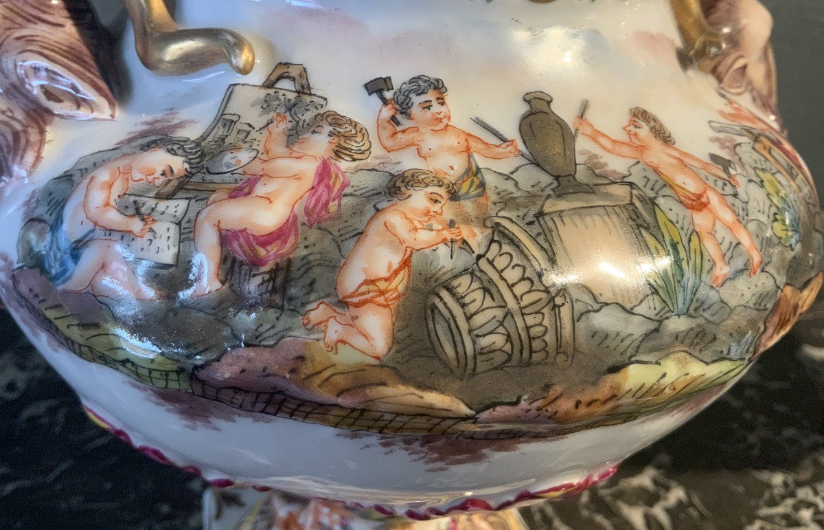 20th Century: Pair Of Capodimonte Vases-photo-5