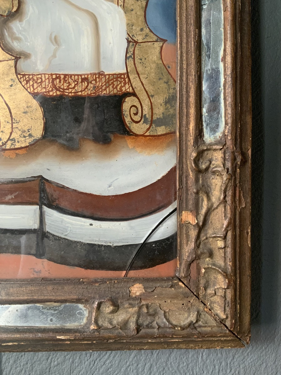 XVIIIe siècle : une peinture sous verre églomisé-photo-6