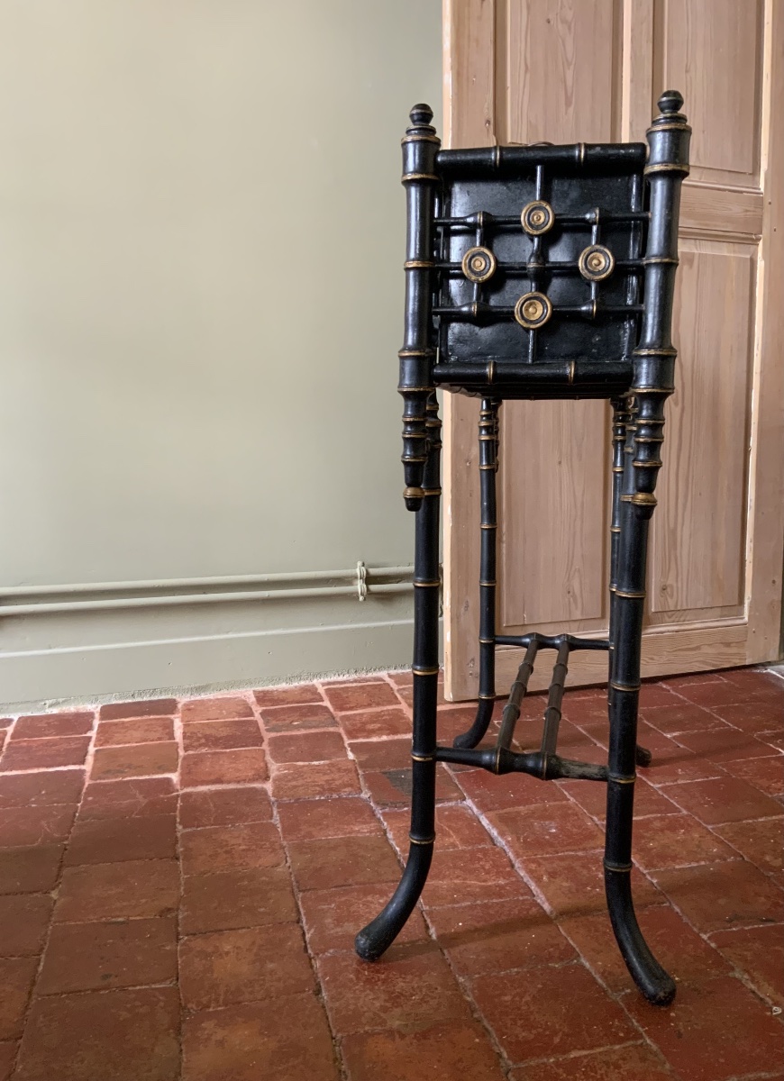 Around 1870: A Planter In Blackened Wood-photo-2