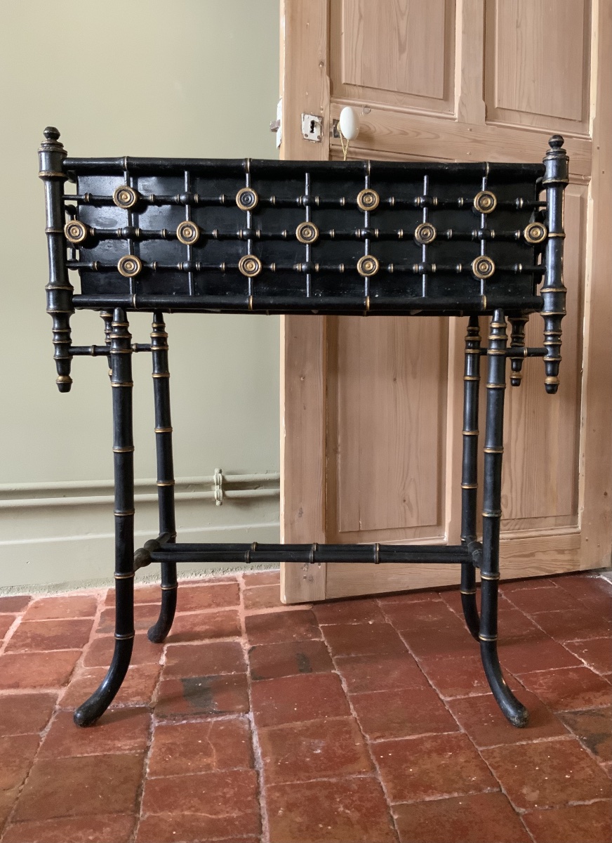 Around 1870: A Planter In Blackened Wood