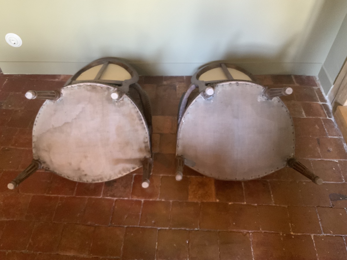 18th Century: Pair Of Medallion Armchairs-photo-6