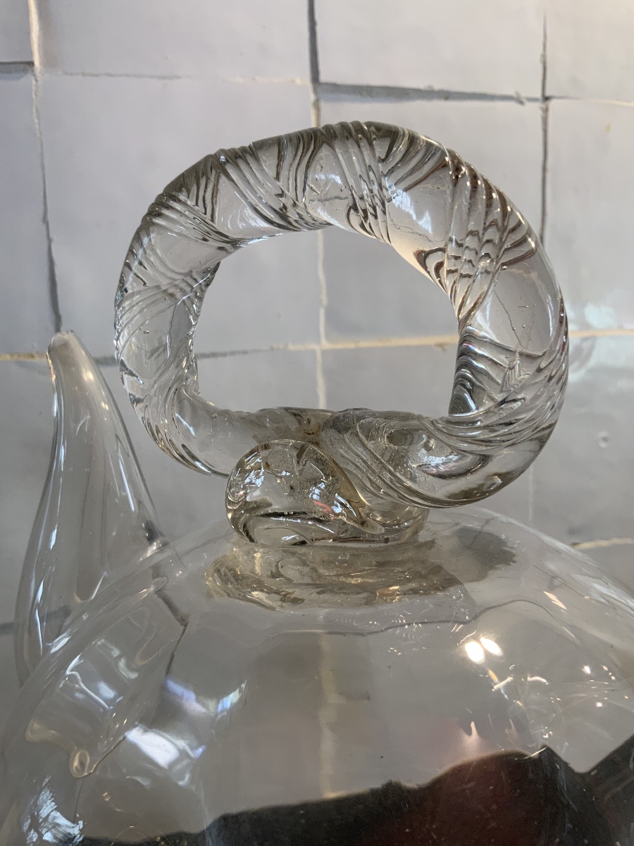 XVIIIEME : une paire de chevrette en verre soufflé -photo-1