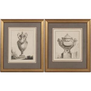 XXeme siècle : deux gravures représentant des vases
