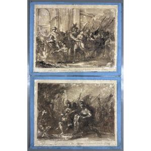XVIIIeme siecle : deux dessins à l’encre de Giuseppe Piattoli