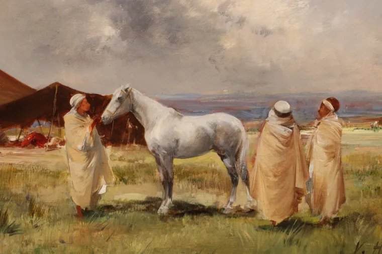 Huguet Pierre Victor "Halte sur les hauts plateaux"-photo-2