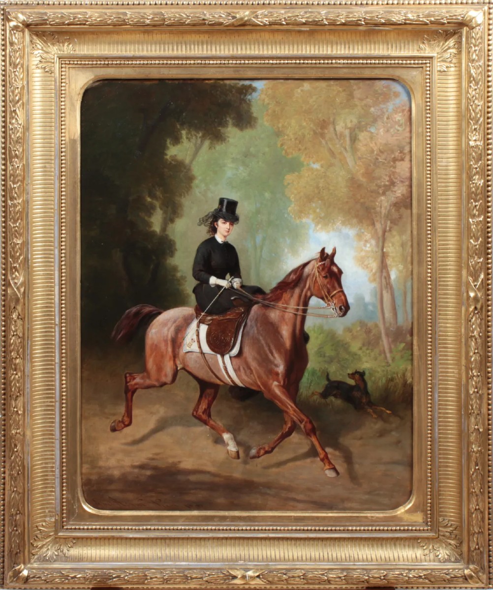 Adam Emil ( 1843-1924) Henriette , Princess Of Liechtenstein, Riding An Amazon