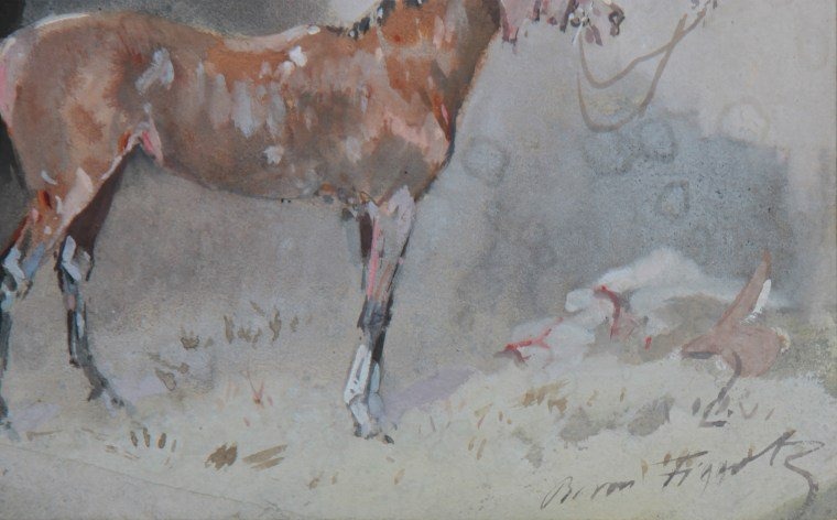 Baron Jules Finot ( 1842 - 1908 ) " Cheval de course  au boxe soigné par son lad " -photo-2