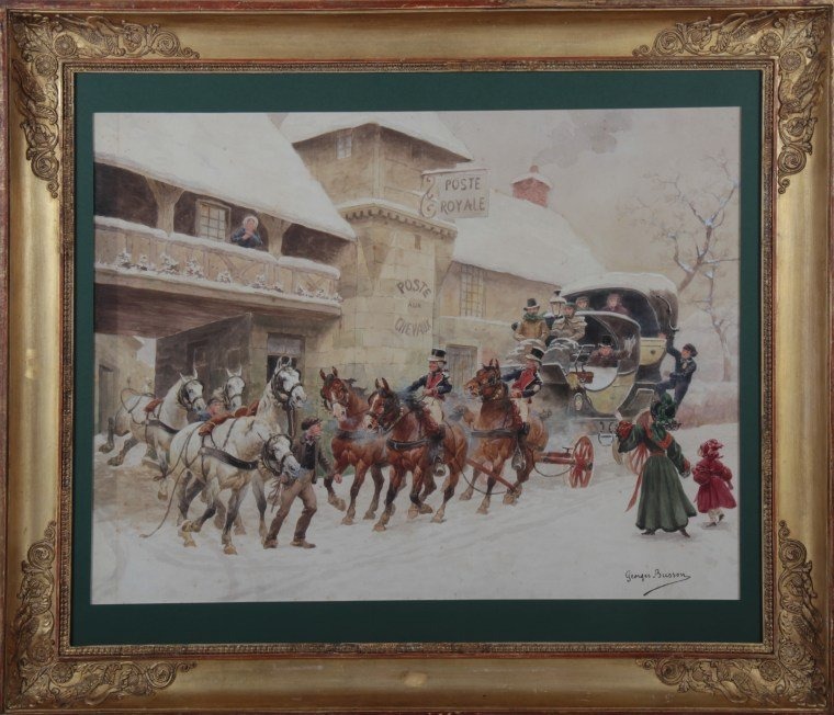 Busson ( Georges ) " Messagerie royale " paires d'aquarelles gouachées-photo-4