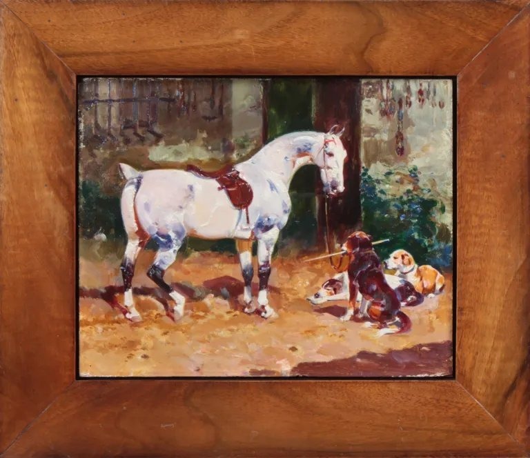 René Princeteau (1843–1914) “hunting Horse And Dogs”