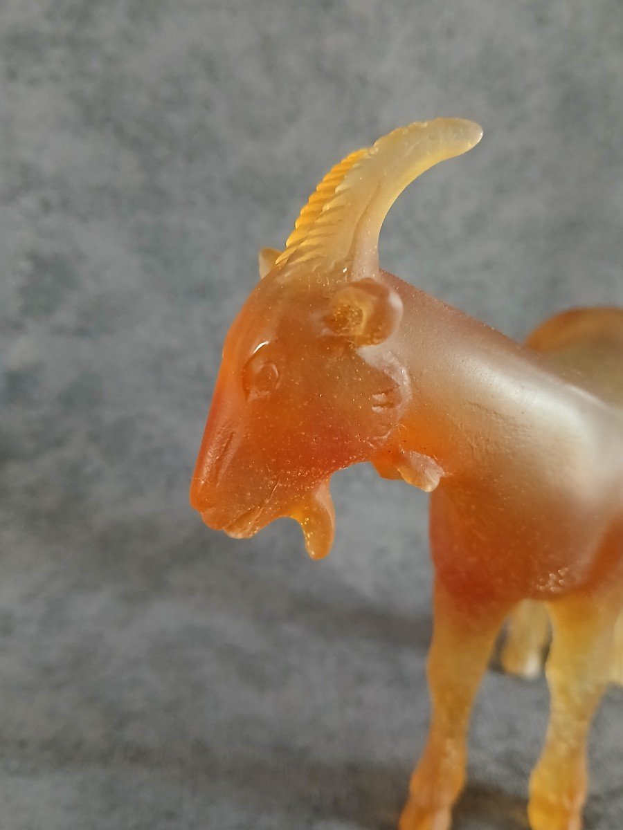 Daum - Ch&egrave;vre En P&acirc;te De Verre Et Teinte Ambre-photo-4
