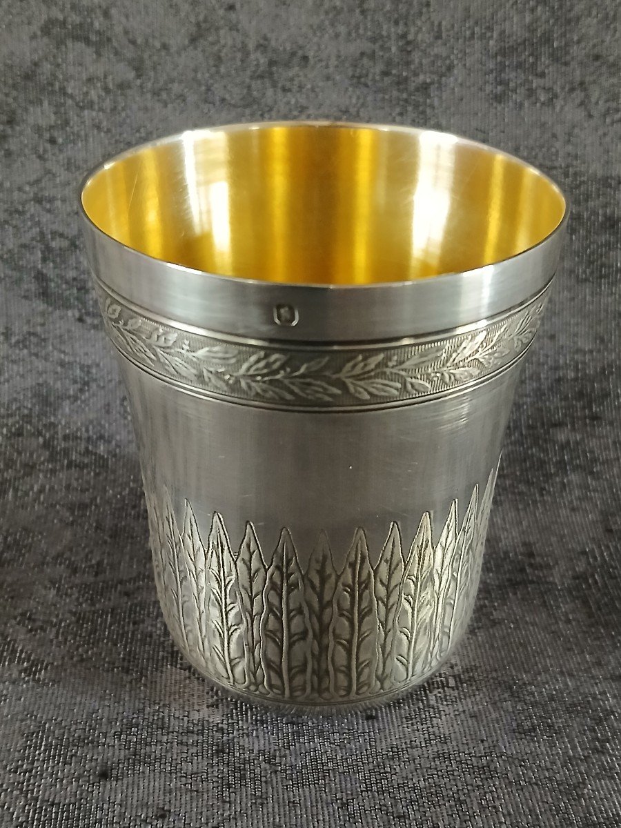 Timbale Art Déco En Argent/vermeil-photo-1