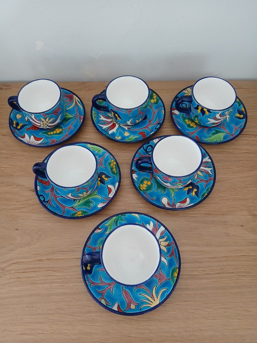 Longwy - Series Of 6 Coffee Cups And Saucers-photo-2