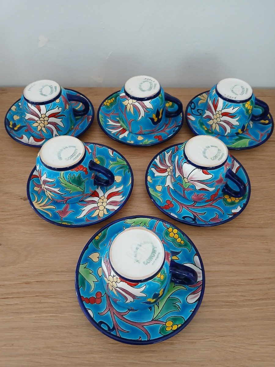 Longwy - Series Of 6 Coffee Cups And Saucers-photo-3