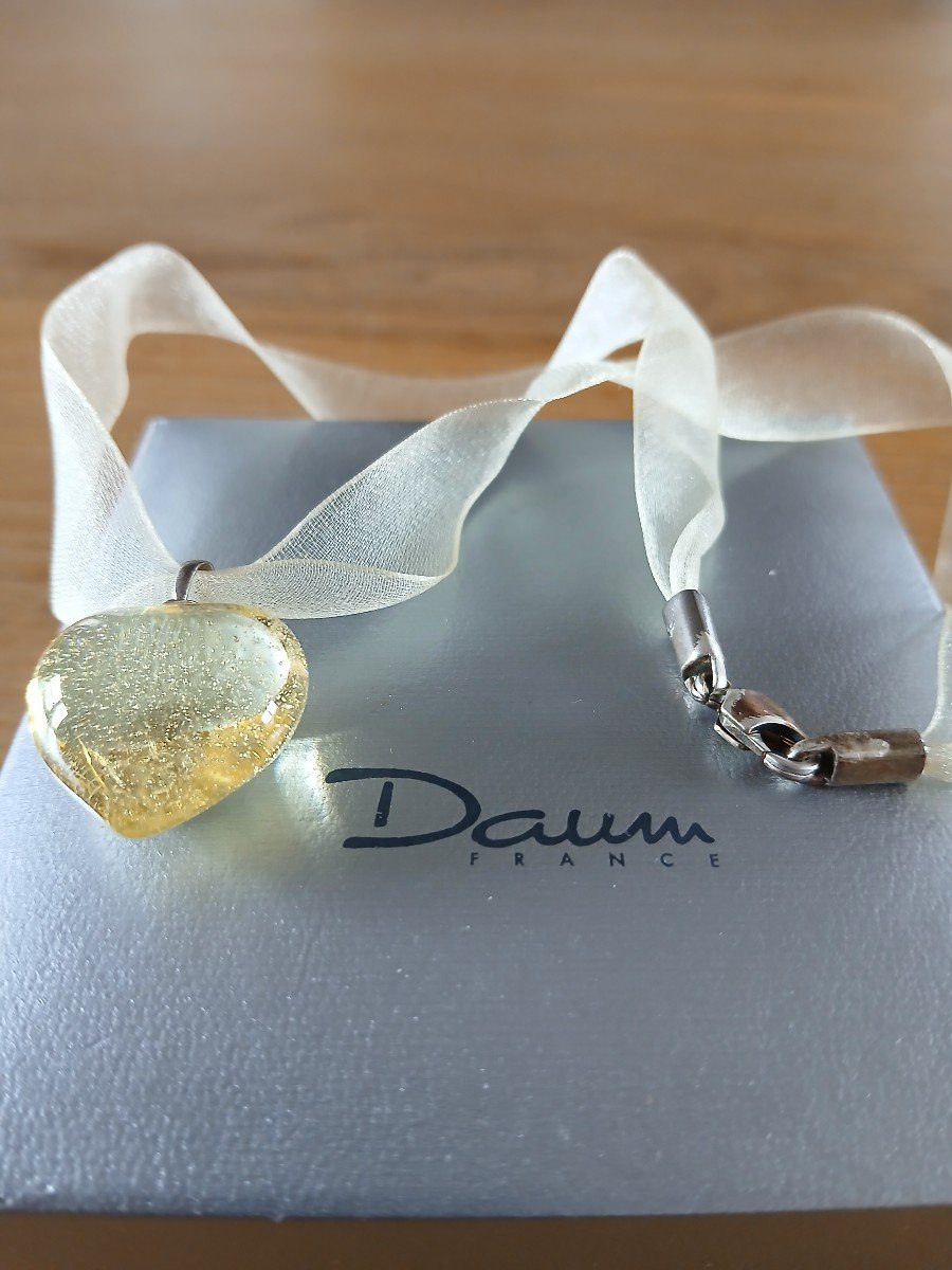 Daum - Pendentif Coeur En Cristal Et Argent-photo-3