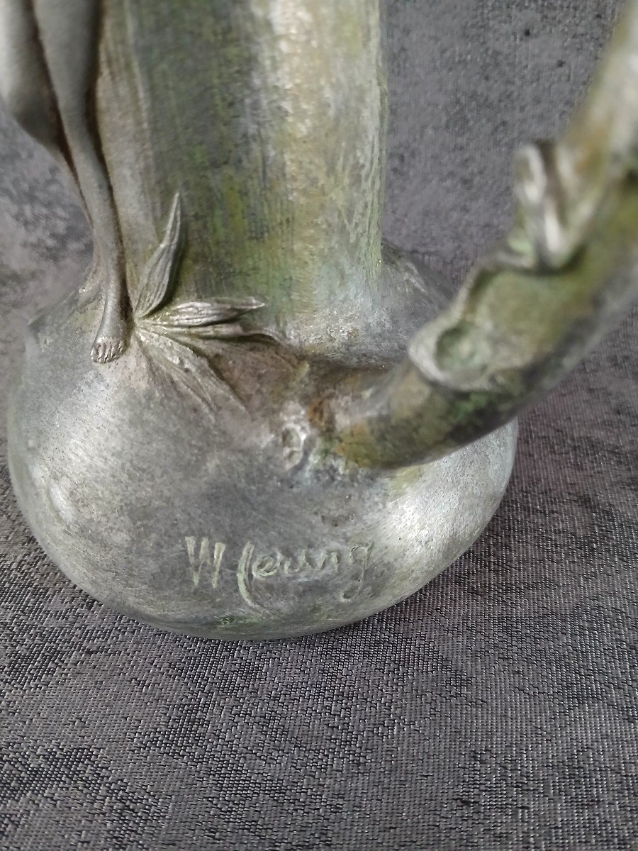 Vase En étain Art Nouveau Signé W.hering-photo-1
