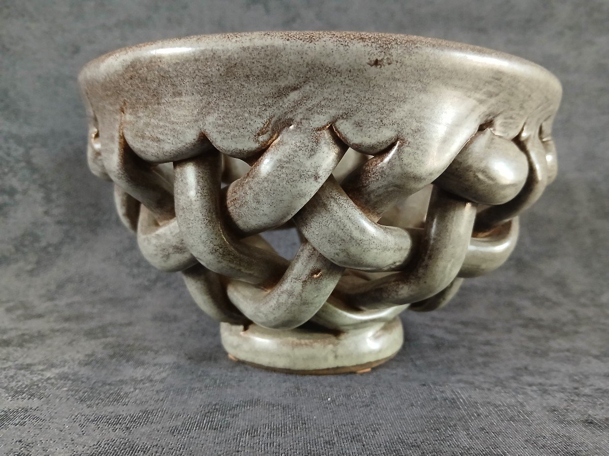 Max Idlas, Basket, Woven Ceramic, 20th Century-photo-1