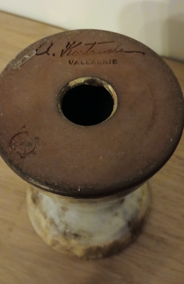 Large Candle Holder Signed "kostanda" In Vallauris-photo-4
