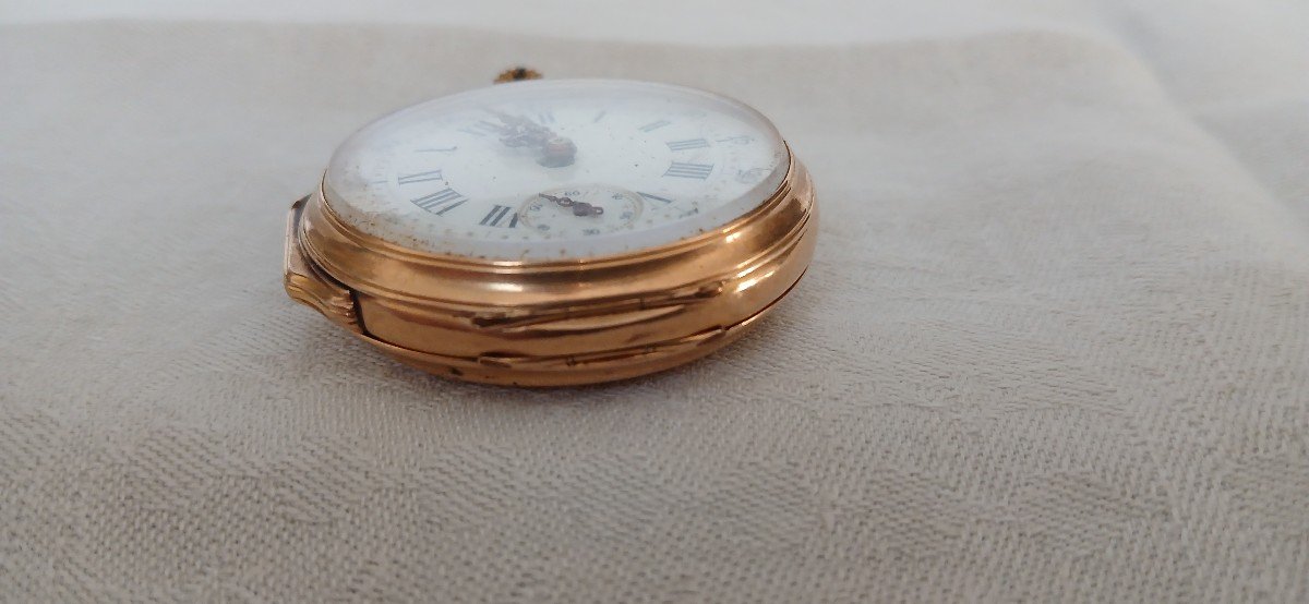 Montre à Gousset En Or 18k - Fonctionne Parfaitement-photo-7