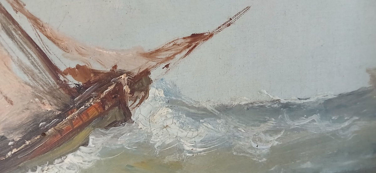 Alfred Godchaux (1835 - 1895) Painting Of A Deep Sea Fishing Scene - Hst - Marine-photo-3