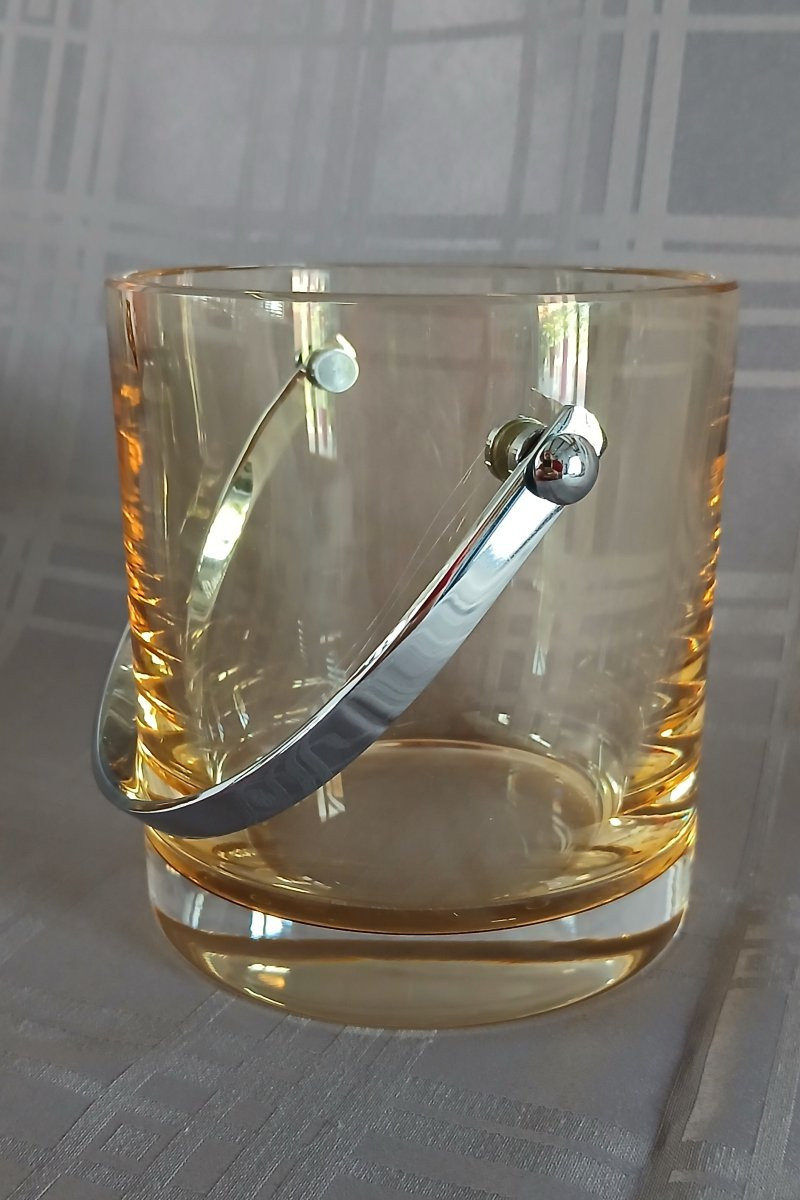 DAUM - Seau à glaçon en cristal ambre dans sa boite d'origine (neuve)-photo-2