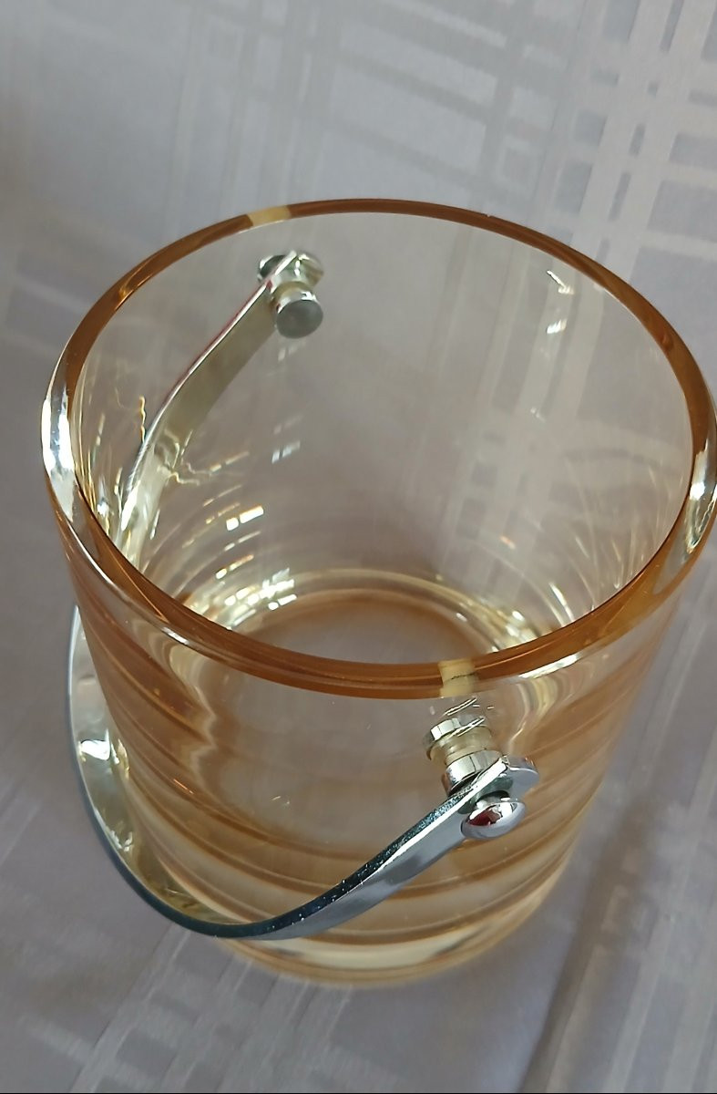 DAUM - Seau à glaçon en cristal ambre dans sa boite d'origine (neuve)-photo-3