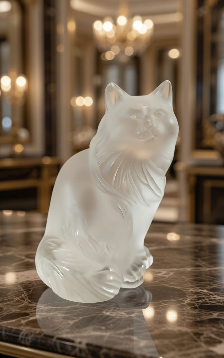 LALIQUE - Chat assis Ht; 8cm