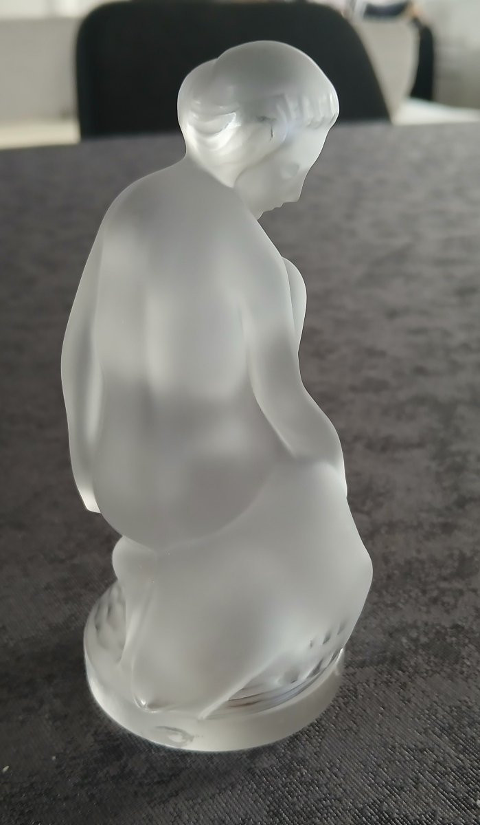 Lalique - "nymph And Faun" Pressed And Frosted Molded Crystal.-photo-2