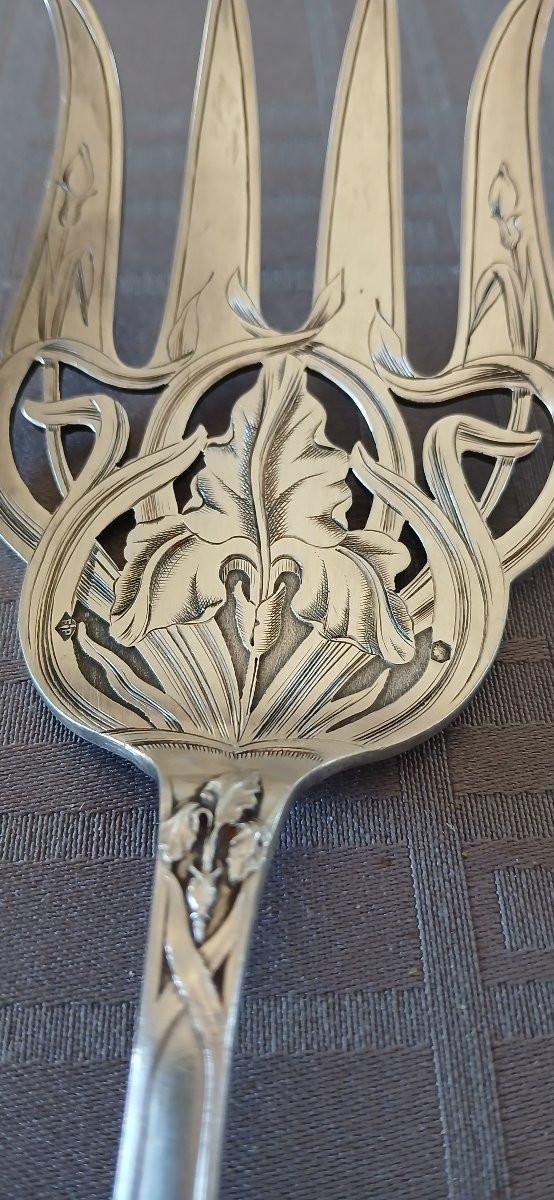 Emile Puiforcat - grande pelle de service a poisson en argent 950ème-photo-3