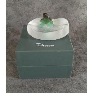 Daum- Paperweight In Crystal And Glass Paste - Frog On Water Lily