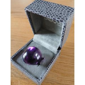 Lalique - Bague En Cristal Violet Dans Sa Boîte