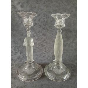 Portieux - Pair Of Religious Candlesticks