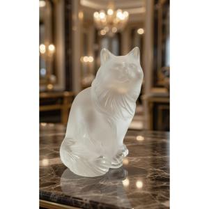 LALIQUE - Chat assis Ht; 8cm