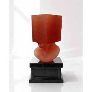 Daum France -very Pretty Subject In Pâte De Verre By Designer Sosno