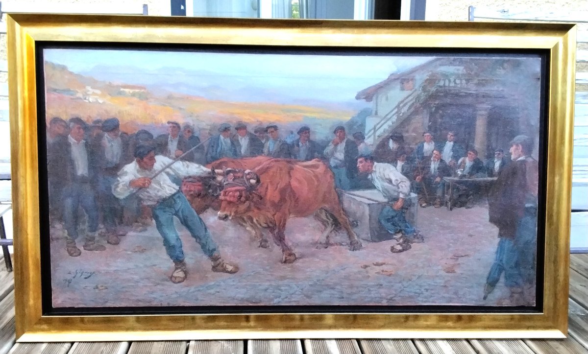 Basque Painting By Ludovic Gignoux (idi Probak) Stone Draw By The Oxen