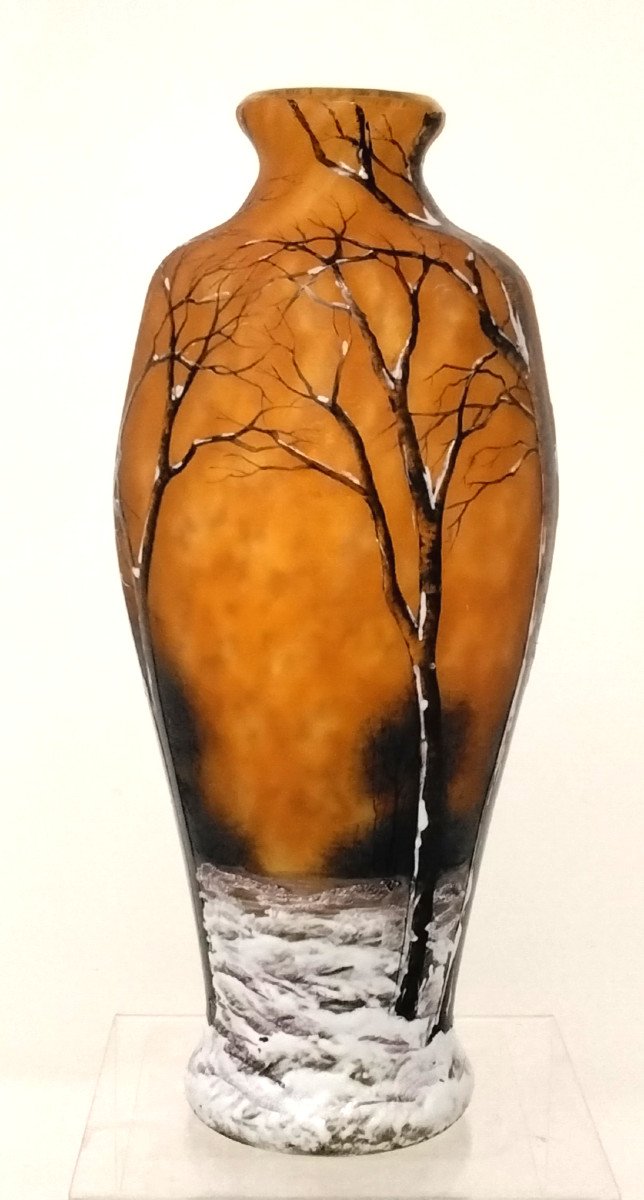 Daum Nancy Snow Landscape Vase-photo-2