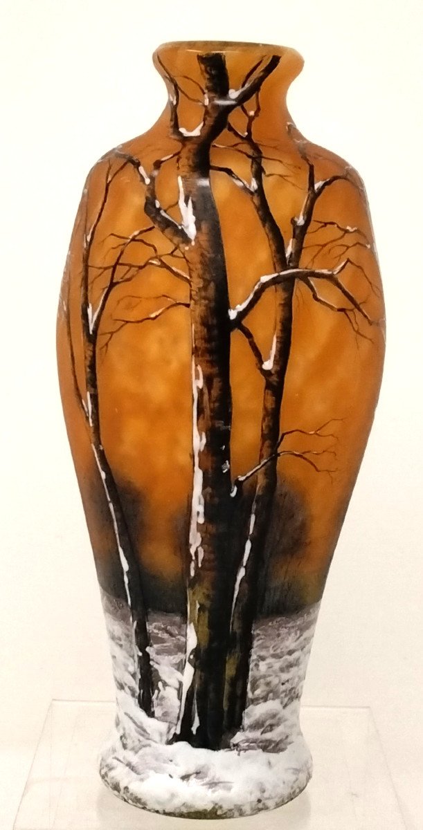 Daum Nancy Snow Landscape Vase-photo-3