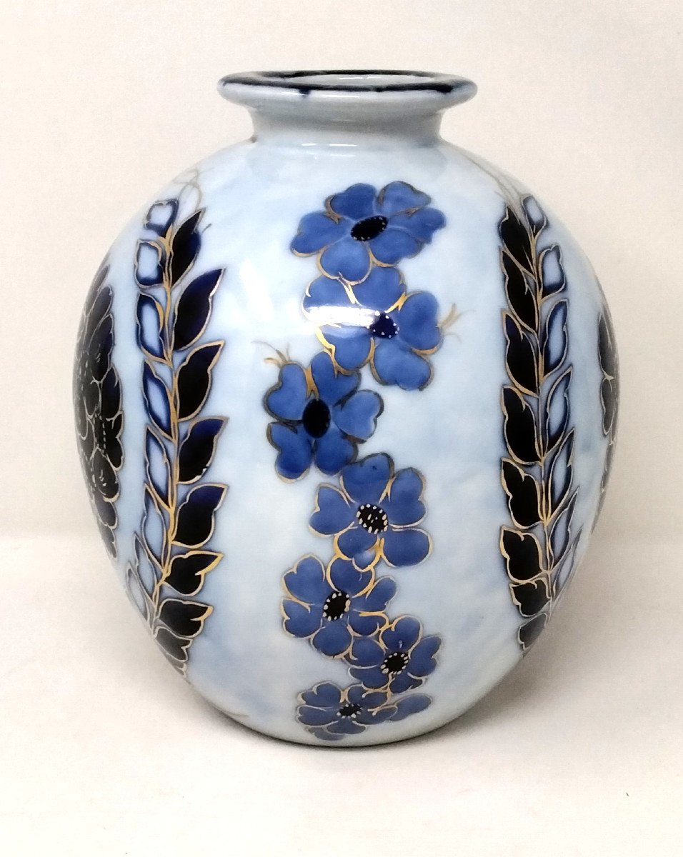 Limoges Porcelain Vase By Camille Tharaud Art Deco "jasmin" Shape-photo-2