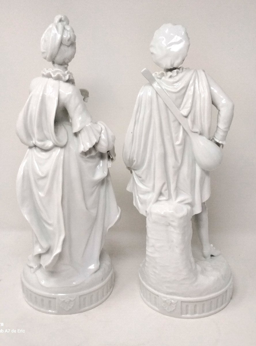 Large Porcelain Couple Comedia Del Arte Scaramouche And Columbine-photo-3