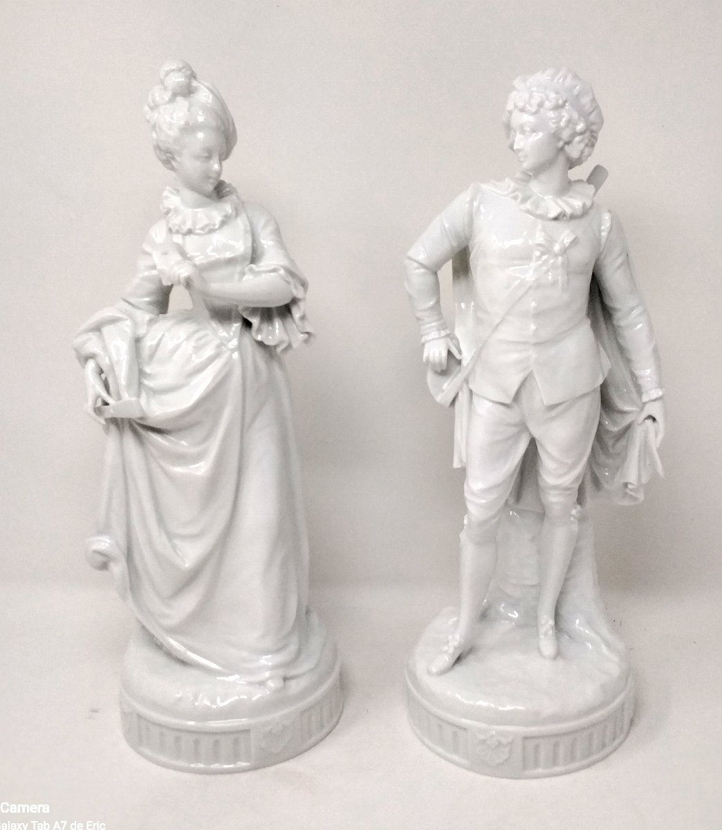 Large Porcelain Couple Comedia Del Arte Scaramouche And Columbine