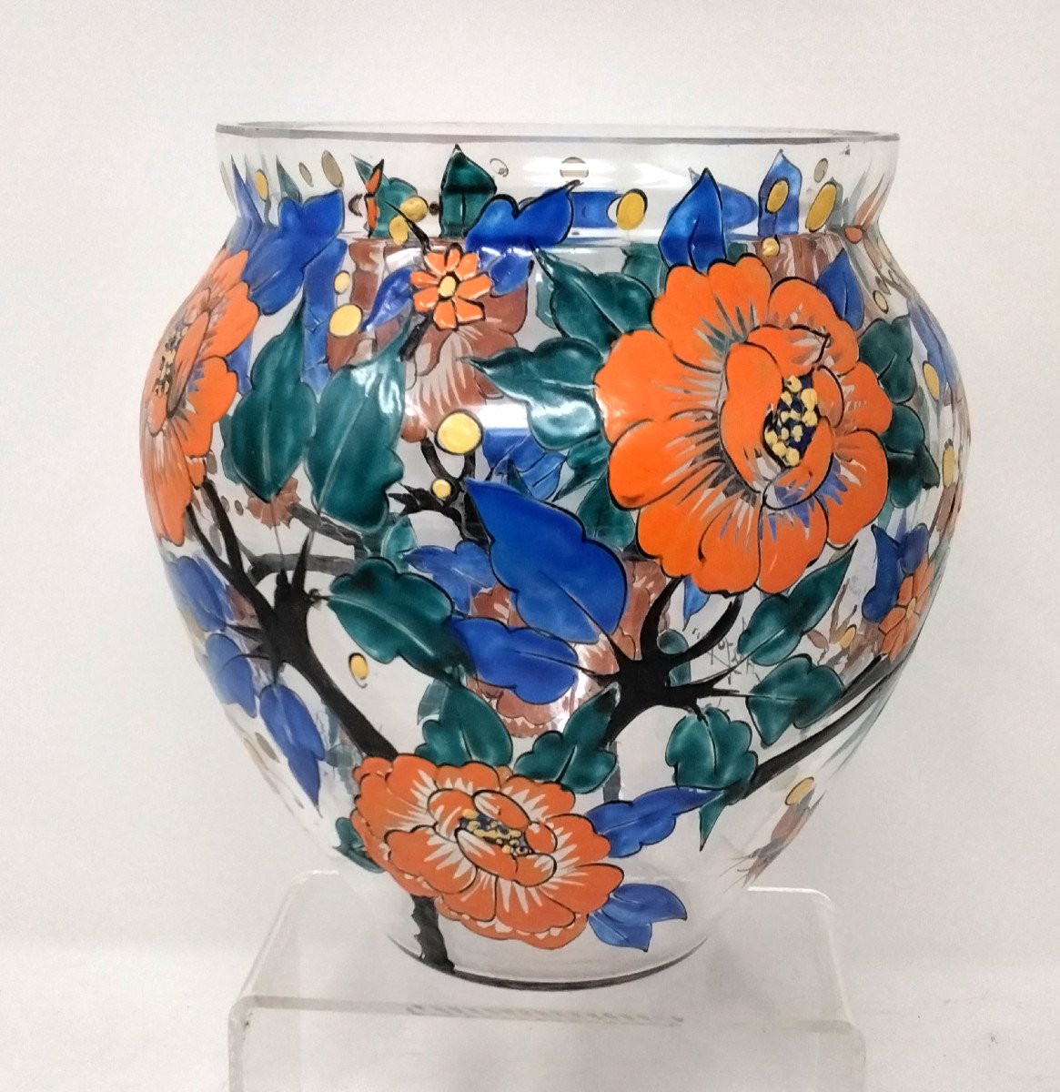 Vase Verre De Adrien Mazoyer Aux Fleurs Oranges-photo-4