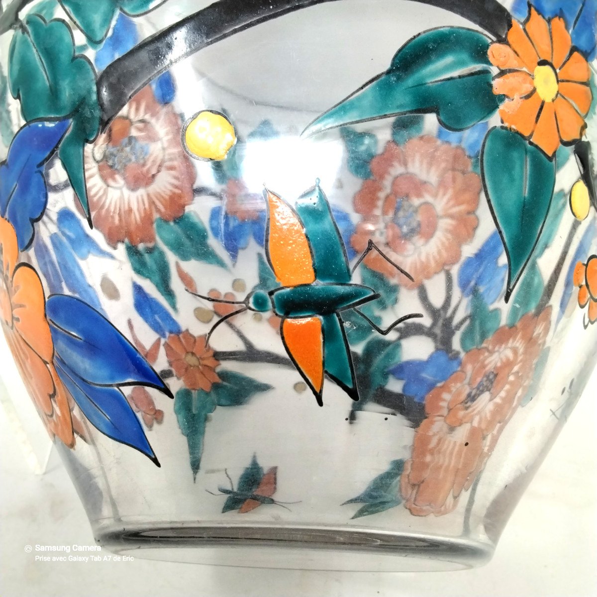 Vase Verre De Adrien Mazoyer Aux Fleurs Oranges-photo-2