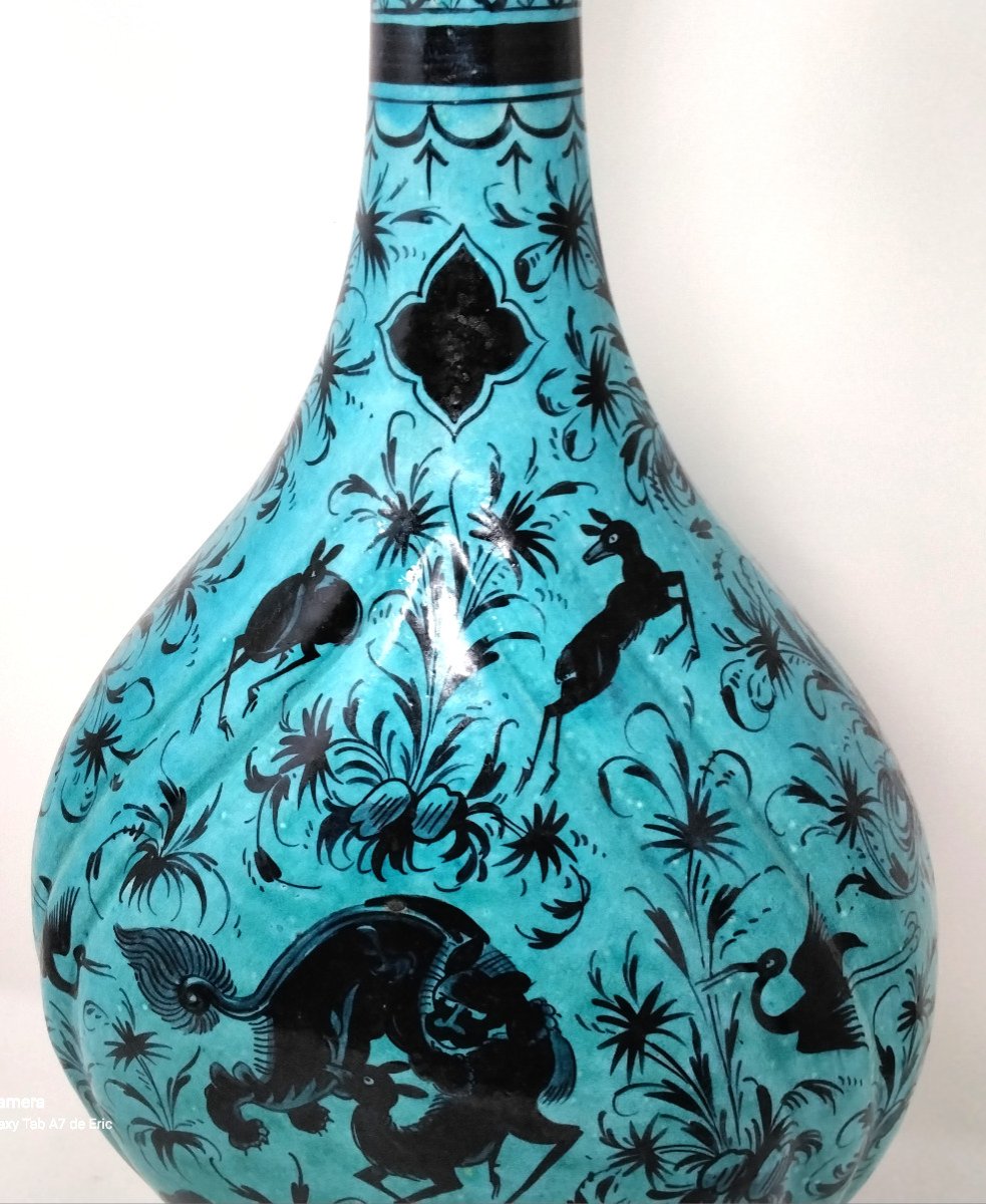 Safavid Persian Style Ceramic Bottle Vase From Samson Paris-photo-3