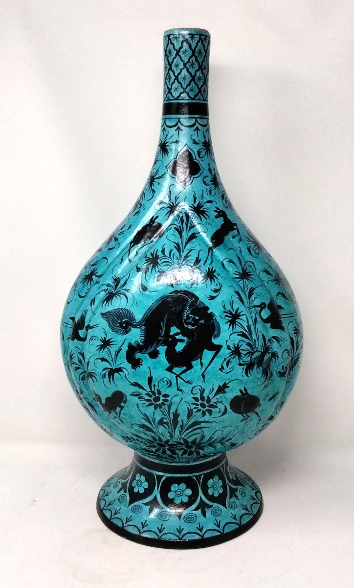 Safavid Persian Style Ceramic Bottle Vase From Samson Paris