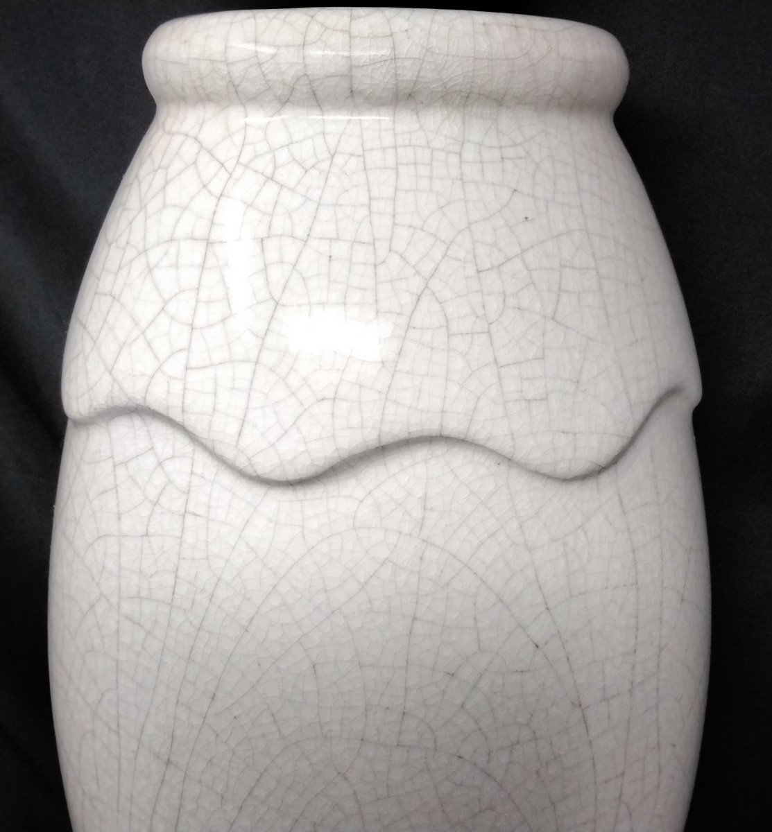 Grand Vase Art Déco Céramique Craquelée Attribuée à Primavéra-photo-4