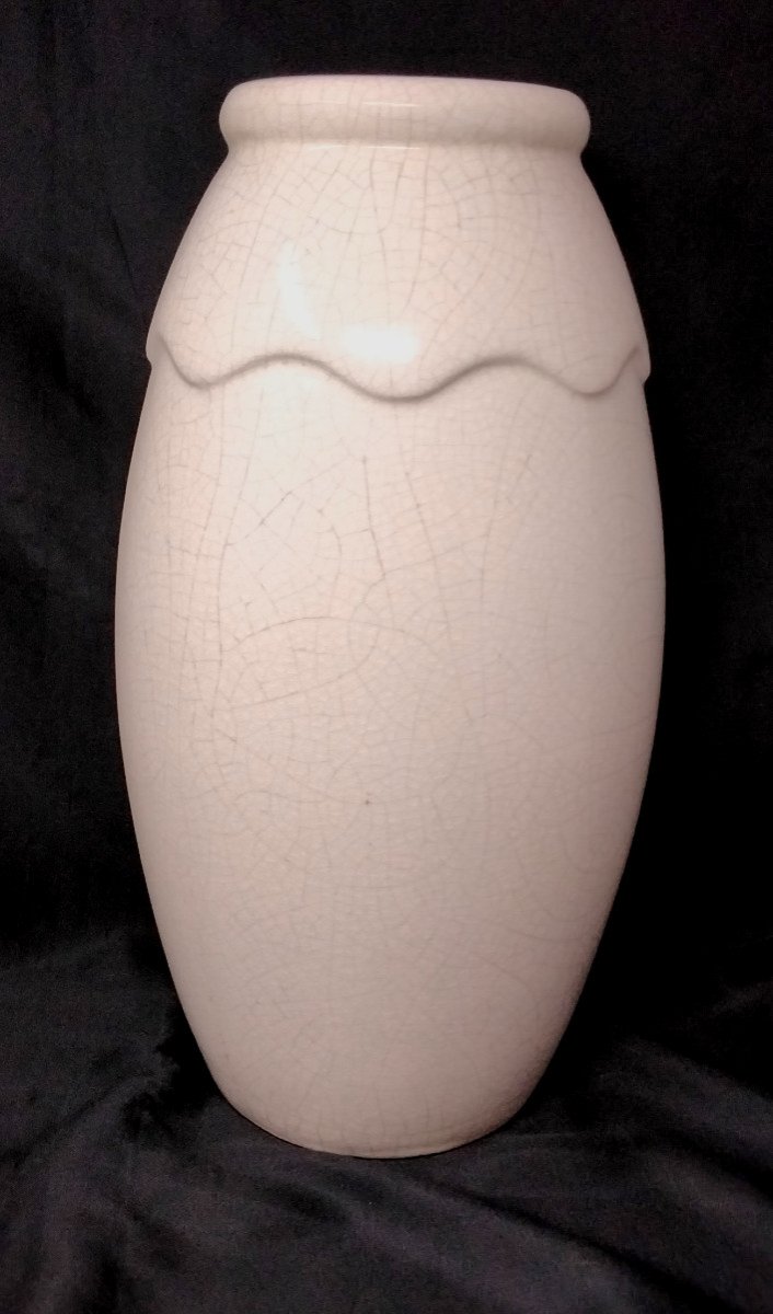 Grand Vase Art Déco Céramique Craquelée Attribuée à Primavéra